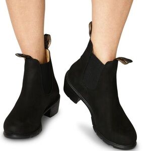 Womens Blundstone 1960 Black Nubuck Heeled Ankle Chelsea Boots Size 8.5